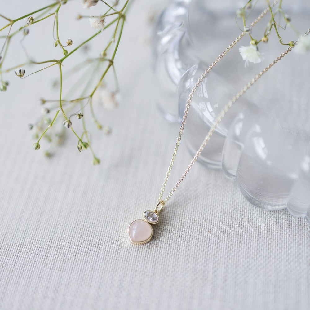 Anastasia Necklace-rose quartz/clear
