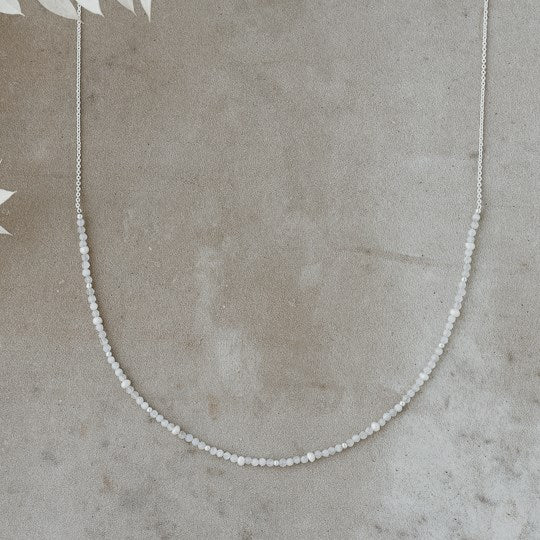 Beth Necklace-white moon stone/white pearl