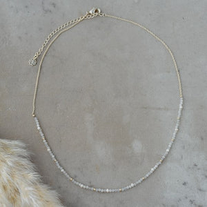 Beth Necklace-white moon stone/white pearl