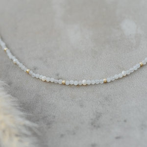 Beth Necklace-white moon stone/white pearl