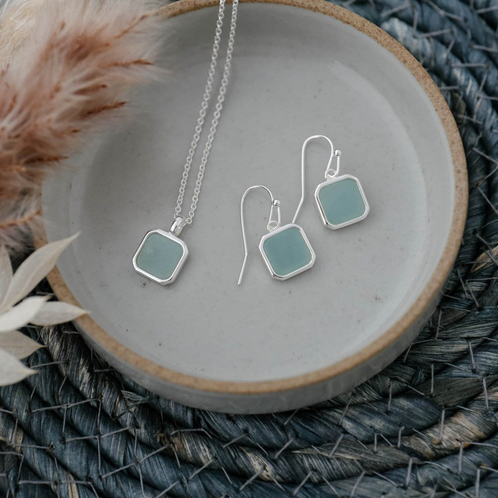 Florence Square Necklace-amazonite