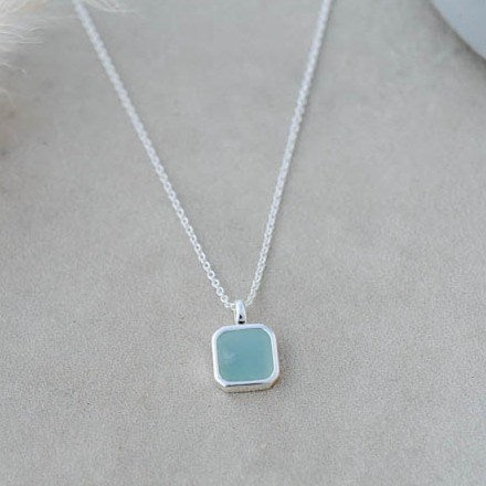 Florence Square Necklace-amazonite