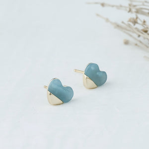 Full Heart Studs-amazonite