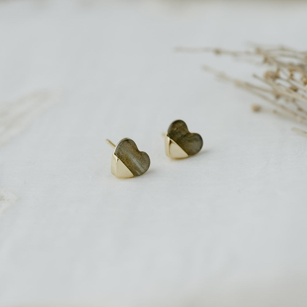 Full Heart Studs-labradorite