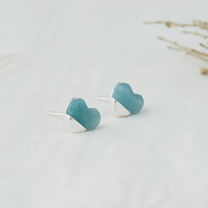 Full Heart Studs-amazonite