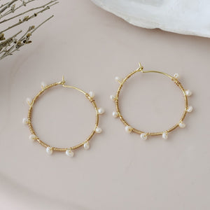 Jolie Hoops-white pearl