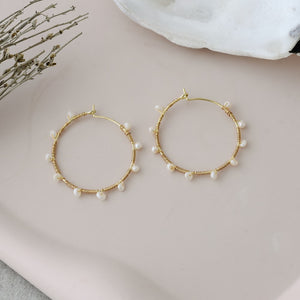 Jolie Hoops-white pearl