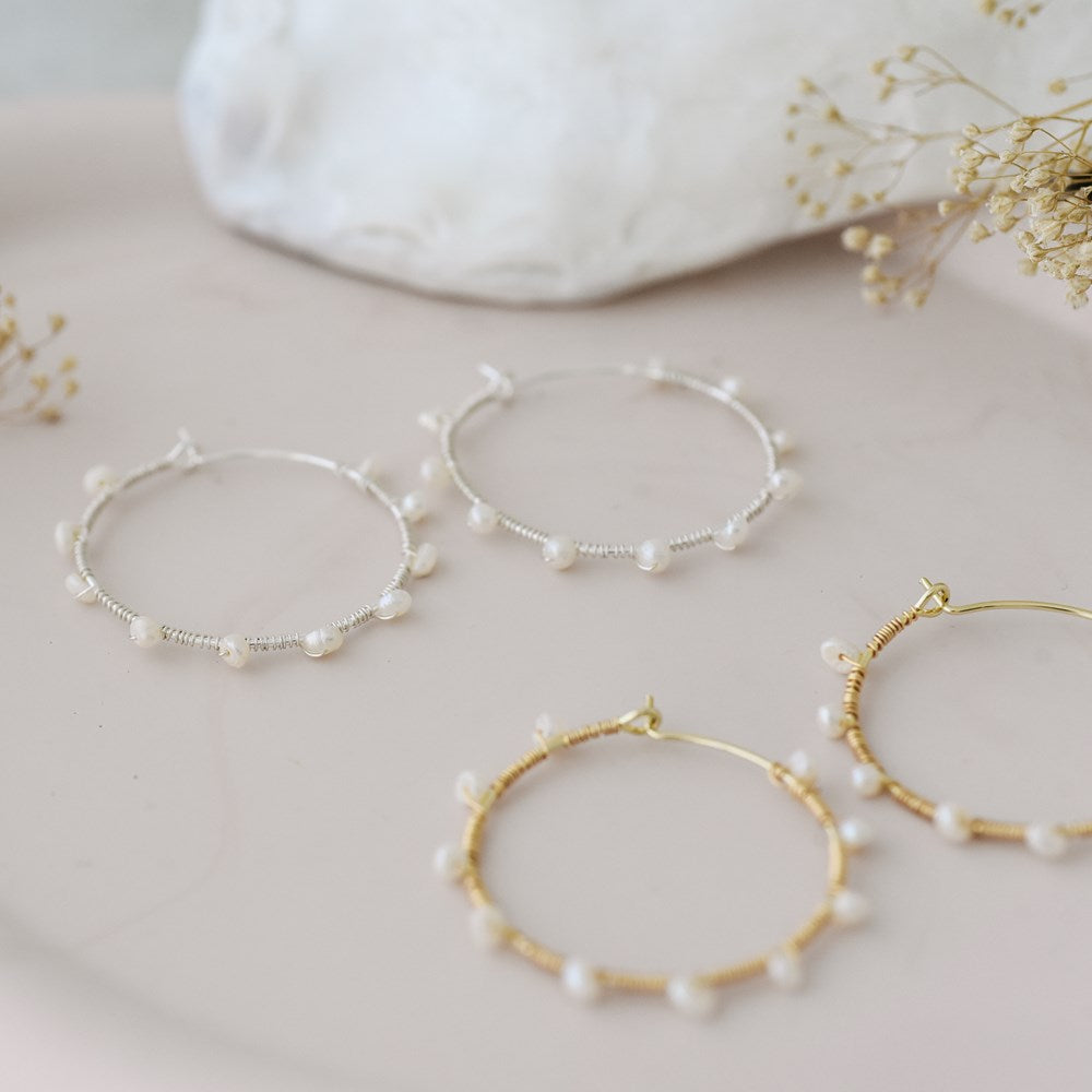 Jolie Hoops-white pearl