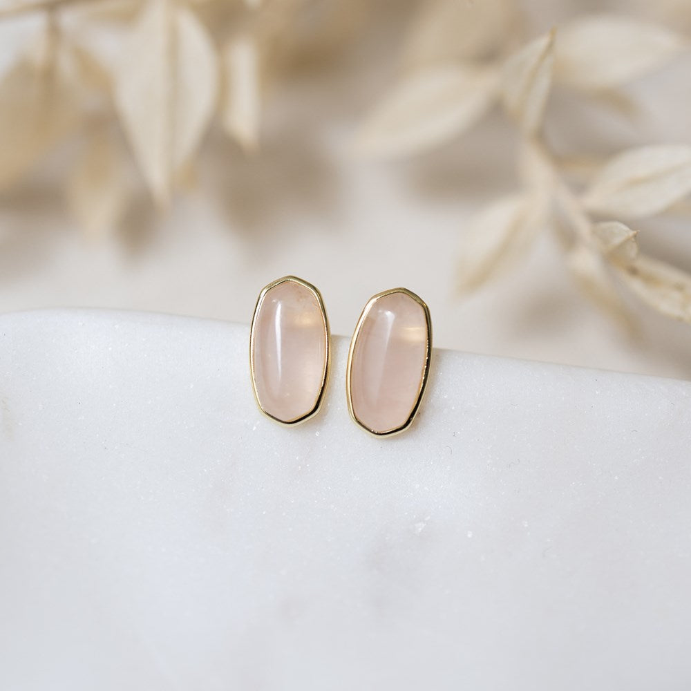 Lyra Studs-rose quartz