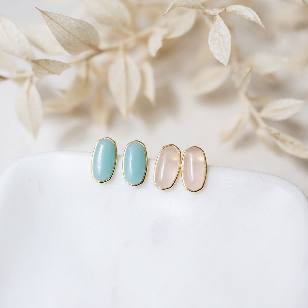 Lyra Studs-rose quartz