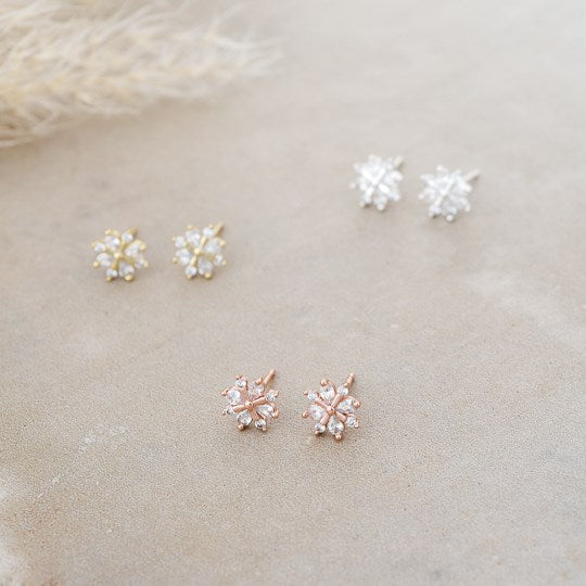 Snow Crystal Studs-clear