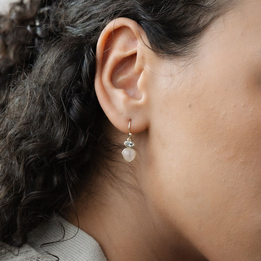 Tasia Earrings-rose quartz/clear
