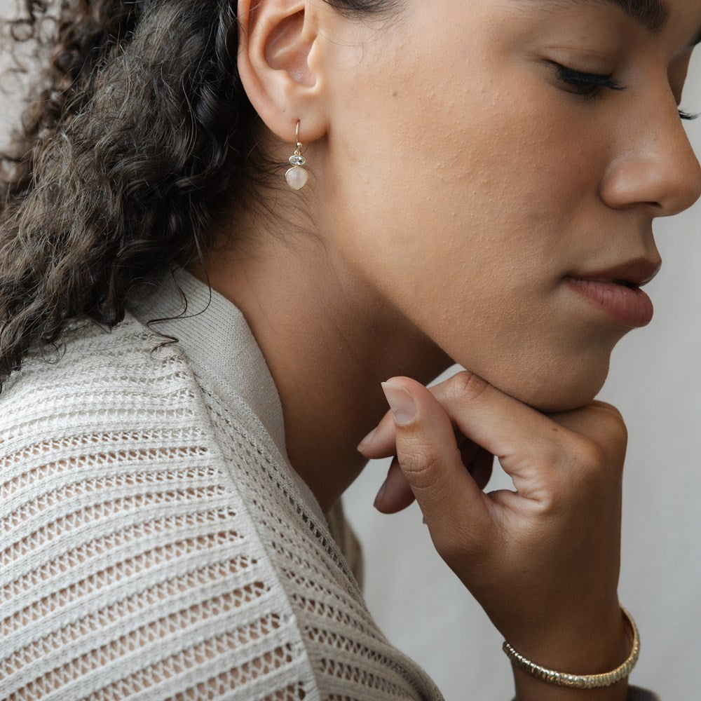Tasia Earrings-rose quartz/clear