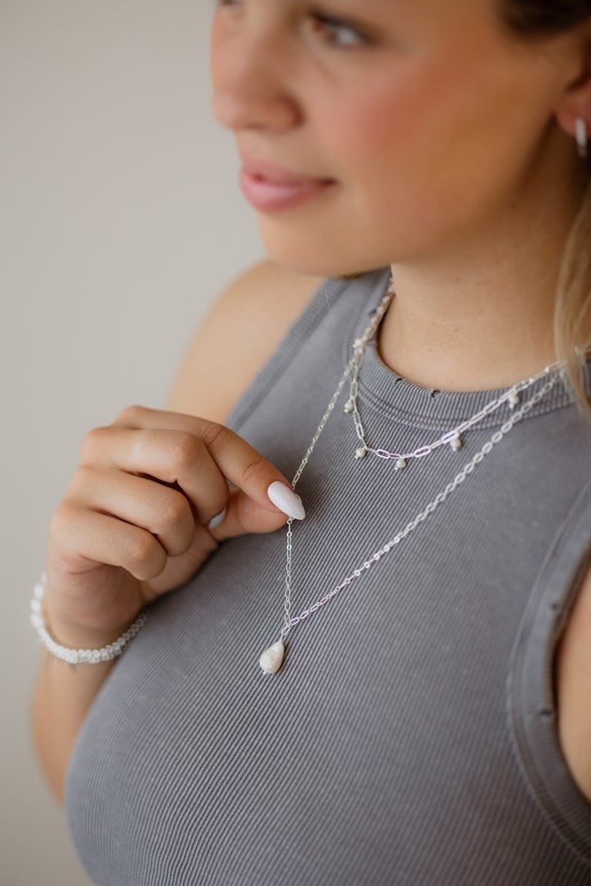 Veda Necklace-white pearl