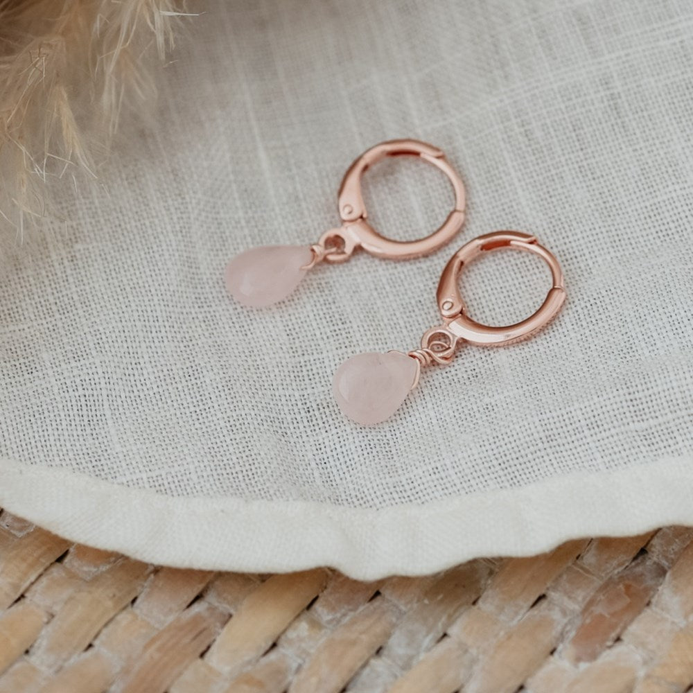 Zia Hoops-rose quartz