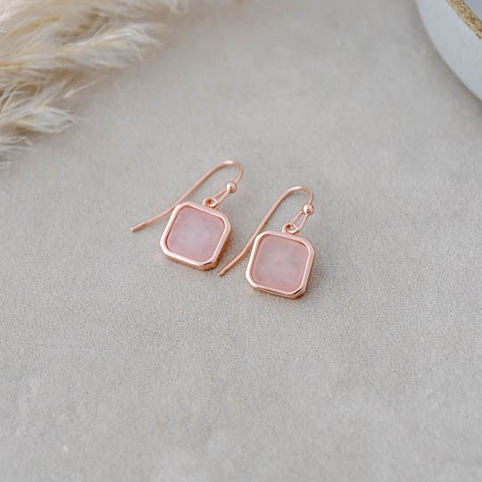 Florence Earrings-rose quartz