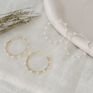 Jolie Hoops-white pearl